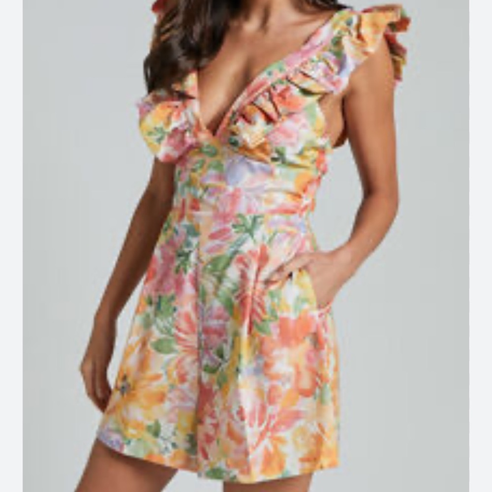 Chicways Off The Shoulder Floral Print Romper